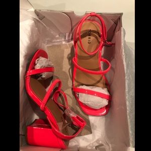 Hot Pink Ankle Strap Block Heels